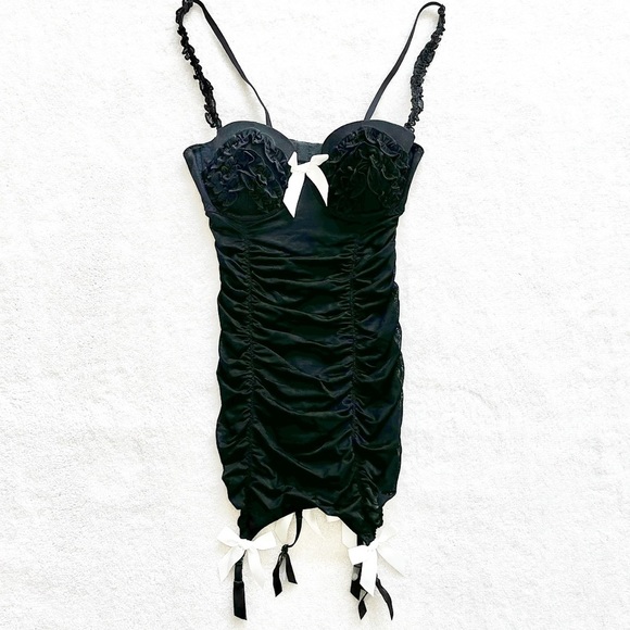 Victoria's Secret Other - VICTORIA’S SECRET Black Sexy Little Things 36B Ruffles Lingerie w/ Garter